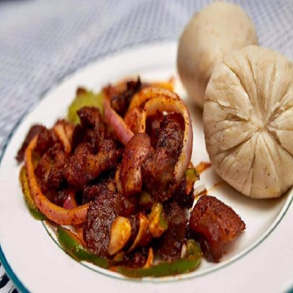 Banku with Spicy Pork