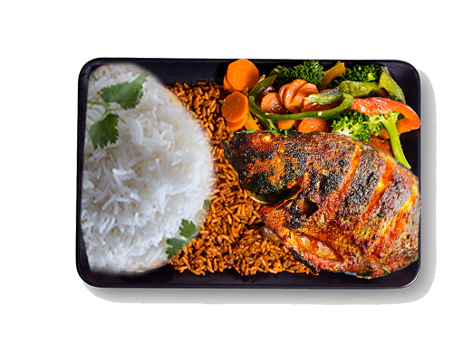Jollof and Plain Rice with grilled Tilapia