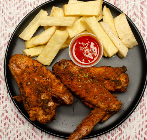 Fried Yam with Turkey Wings
