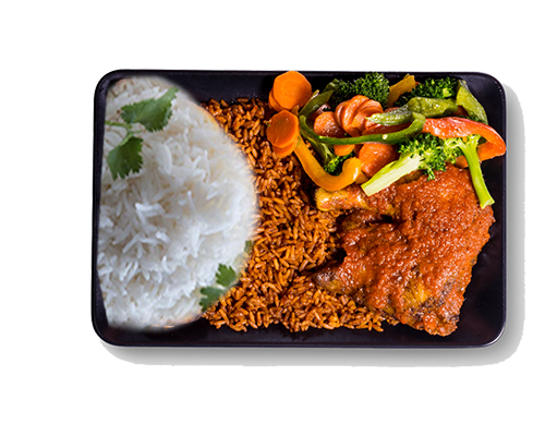 Jollof and Plain Rice with Grilled Chicken